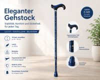 Gehstock Derbygriff höhenverstellbar Blue Vine