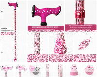 Gehstock Escort höhenverstellbar Paisley Pink