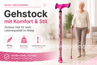 Gehstock Escort höhenverstellbar Paisley Pink