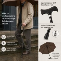 Gehstockschirm / Stockschirm in Taupe mit ergonomischem...