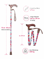 Handtaschen - Reisestock mit rotem Blumendesign