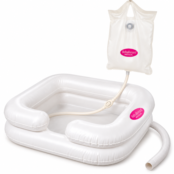 Haarwaschset 2-teilig – Aufblasbares Haarwaschbecken mit mobilem Duschset 7,5 l