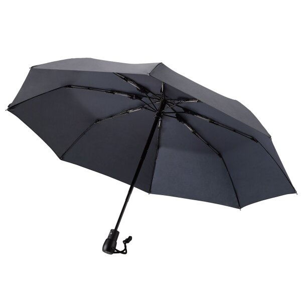 Trekking-Regenschirm light trek ECO, anthrazit, Taschenschirm, Griff aus Holz, Automatik, nachhaltig