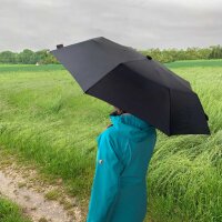 Trekking-Regenschirm light trek ECO, anthrazit, Taschenschirm, Griff aus Holz, Automatik, nachhaltig