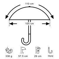Trekking-Regenschirm light trek ECO, anthrazit, Taschenschirm, Griff aus Holz, Automatik, nachhaltig