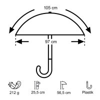 City-Regenschirm 3224-NAV Taschenschirm extra flach schmal und leicht Automatik