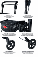 Indoor-Rollator Actimo Home mit Korb und Tablett, schmal, klappbar