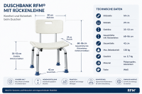 Duschbank RFM mit Rückenlehne