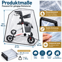Rollator Schutzhülle transparent – Schutzhaube gegen Regen, Staub und Schmutz
