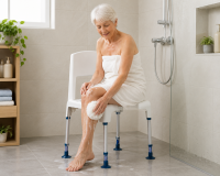 Aquatec Pico, Duschstuhl, mit Rückenlehne und Hygieneausschnitt