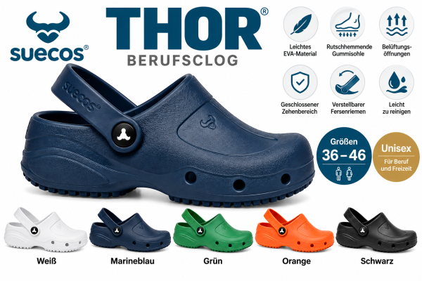Suecos Thor Unisex Berufsclog – Arbeitsschuh in verschiedenen Farben