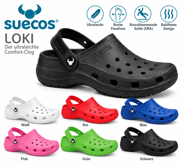 Suecos Loki Clog – ultraleicht rutschhemmend | verschiedene Farben & Größen