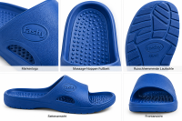 Fashy SPA Wellness Pantolette Blau – Badeschuhe mit Massage-Fußbett