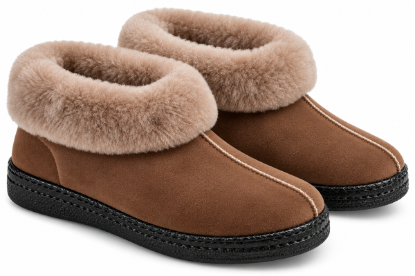 RUSSKA Fellschuhe mit fester Sohle Beige Gr. 37 – warme Hausschuhe