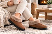 RUSSKA Fellschuhe mit fester Sohle Beige Gr. 37 – warme Hausschuhe