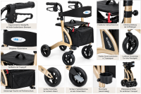 LEXAmed ALADDIN-H Leichtgewicht Rollator Champagner – Sitzhöhe 60 cm