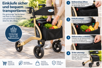 LEXAmed ALADDIN-H Leichtgewicht Rollator Champagner – Sitzhöhe 60 cm
