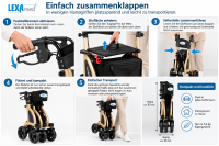 LEXAmed ALADDIN-H Leichtgewicht Rollator Champagner – Sitzhöhe 60 cm
