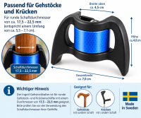 INGRID Gehstockhalter Blau – Stockhalter für Gehstöcke & Krücken mit Reflektor