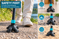 Ossenberg SAFETY FOOT 4-Punkt Gummikapsel mit Stahleinlage für Gehstöcke
