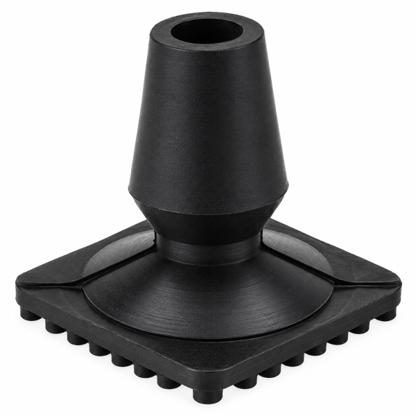 Viereckiger Gummifuß für Gehstock Ø 16–19 mm Schwarz mit Stahleinlage