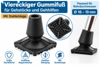 Ossenberg viereckiger Gummifuß Schwarz Ø 16–19 mm mit Stahleinlage