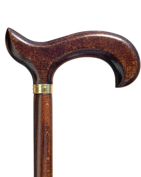 Gehstock Derbygriff dunkelbraun mit Chromring