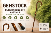 Gehstock Rundhaken Kastanie geflammt