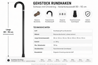 Gehstock Rundkaken schwarz mit Chromring