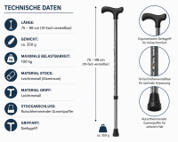 Gehstock Derbygriff höhenverstellbar Carbonoptik