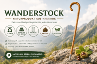Wanderstock Rundhaken Natur lackiert