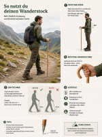Wanderstock Rundhaken Natur lackiert