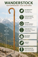 Wanderstock Rundhaken Natur lackiert