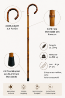 Gehstock Rundhaken Rattan Bambus