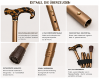 Faltstock mit Derbygriff – Gehstock faltbar, höhenverstellbar, Tigeroptik