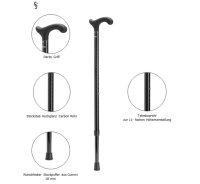 Gehstock Derbygriff höhenverstellbar Softtouch Carbon Schachbrett